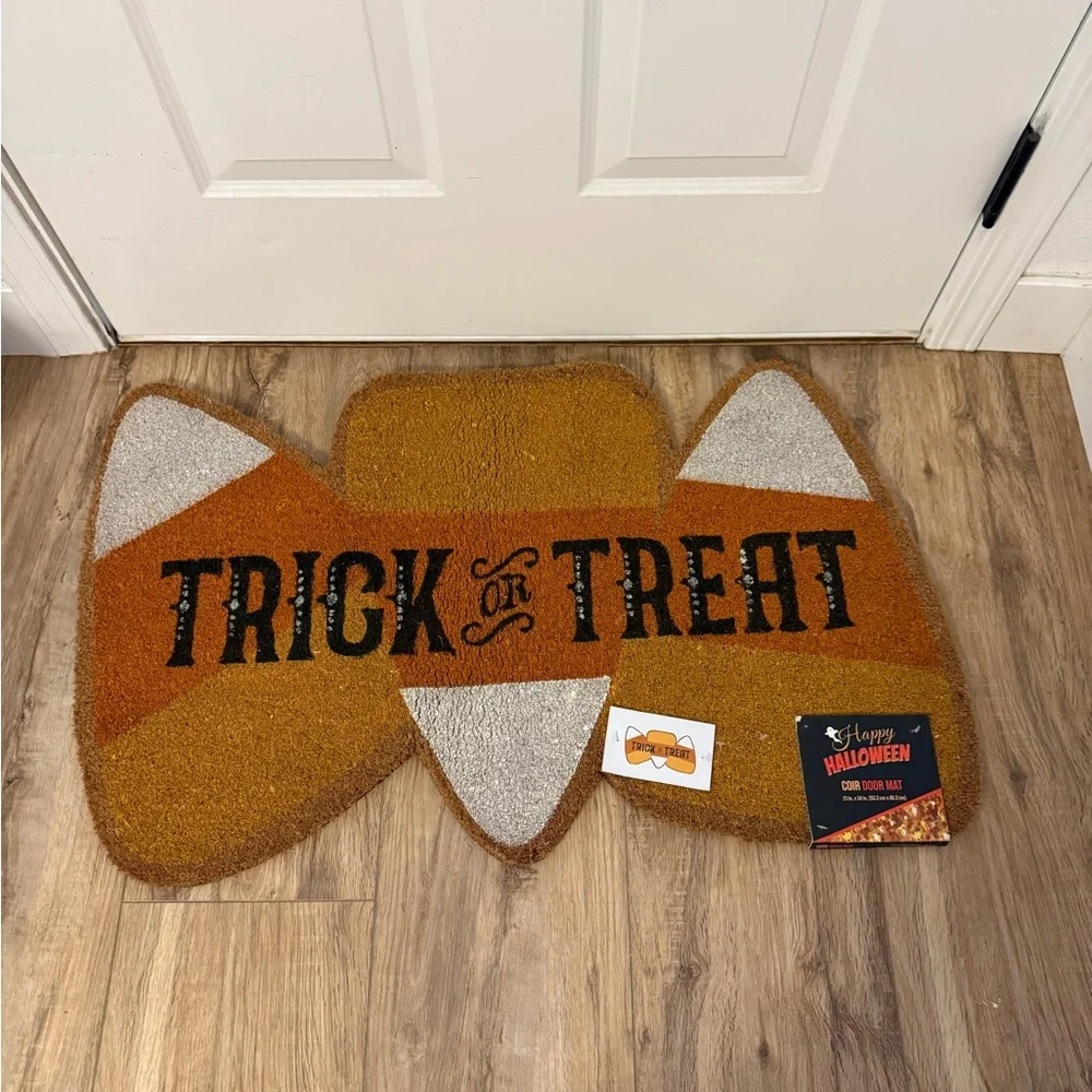 Halloween Trick or Treat Doormat ~ Candy Corn Shaped